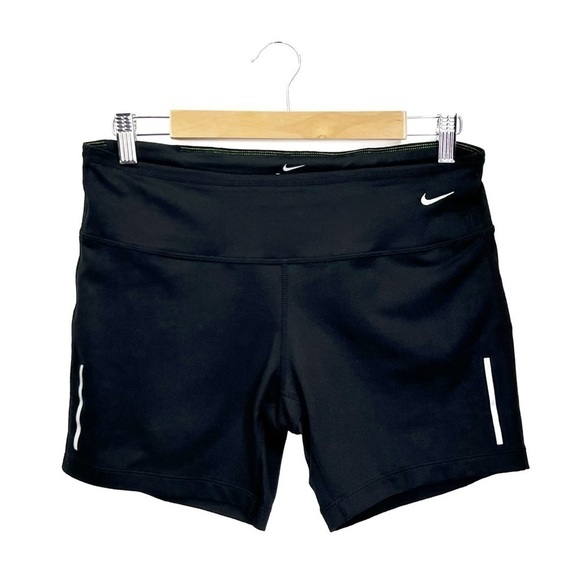 Nike Running Shorts Women’s Size Large Black Tight Legging Fit Stretchy Run EUC - Picture 1 of 9